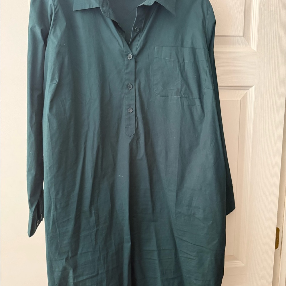 Universal standard: Gently Ised Dark Green Button-Up Shirt Dress